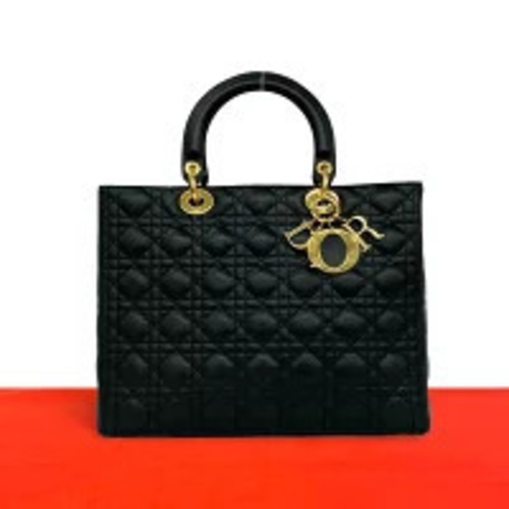Christian Dior Cannage Lambskin Tote Bag Black